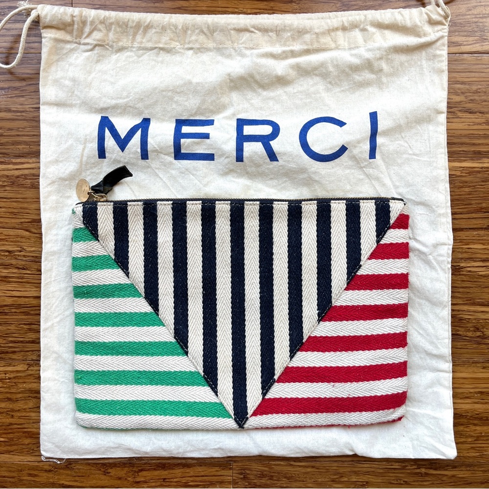 Clare V mariner stripe flat clutch